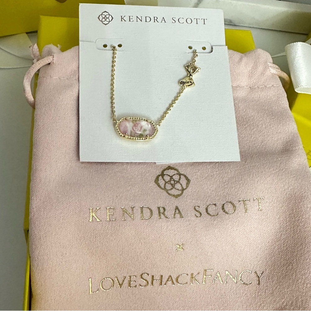 🎀Kendra Scott x LoveShackFancy 🎀 Elisa in Marie Pink Heirloom new with bag - Picture 13 of 15